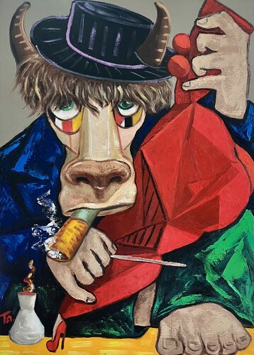 The Beast playing the violin van Ta Byrne, Schilderij te koop op Singulart