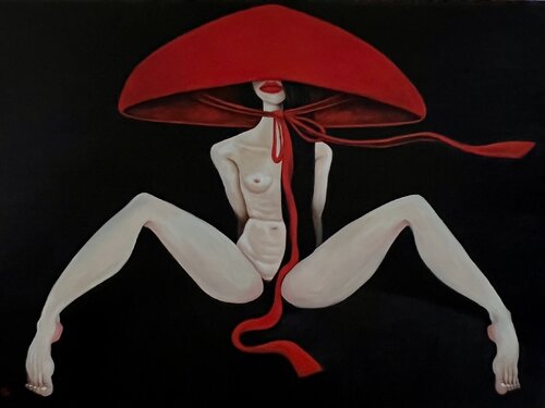 Lady in red hat de Ta Byrne, Pintura a la venta en Singulart