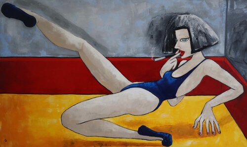Lady in Blue van Ta Byrne, Schilderij te koop op Singulart