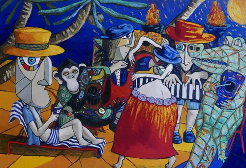 Jazz under the moon light van Ta Byrne, Schilderij te koop op Singulart