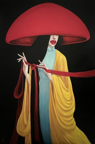 Vietnamese Lady in a Red Hat by Ta Byrne, 회화 for Sale on Singulart