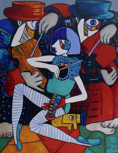 Princess of jazz & friends van Ta Byrne, Schilderij te koop op Singulart