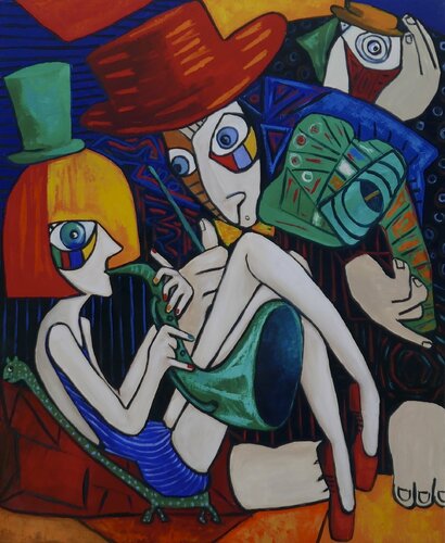 Princess playing the sax van Ta Byrne, Schilderij te koop op Singulart