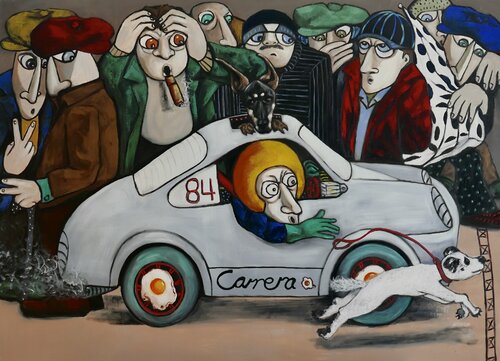 Dog racing car van Ta Byrne, Schilderij te koop op Singulart