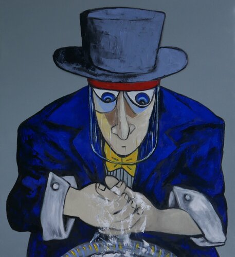 Man in mask washing hands van Ta Byrne, Schilderij te koop op Singulart