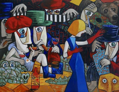 Duke & friends playing jazz. van Ta Byrne, Schilderij te koop op Singulart