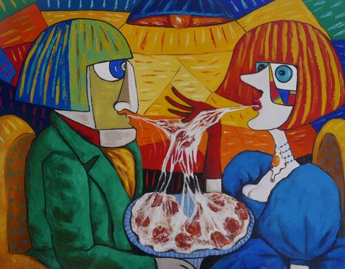 King & Queen of pizza van Ta Byrne, Schilderij te koop op Singulart