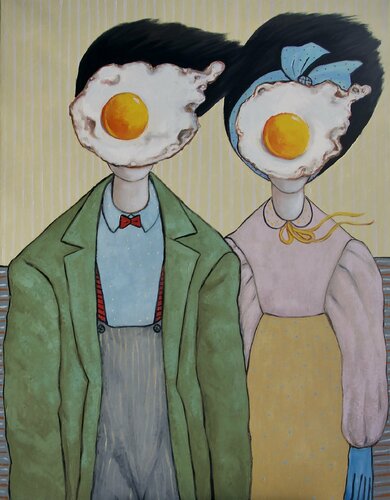 Mr and Mrs Egg van Ta Byrne, Schilderij te koop op Singulart