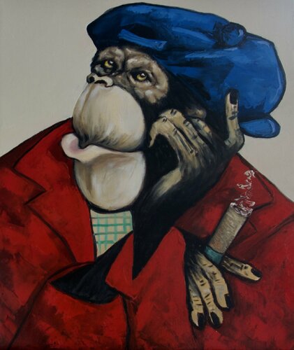 The Boss deep in thought van Ta Byrne, Schilderij te koop op Singulart