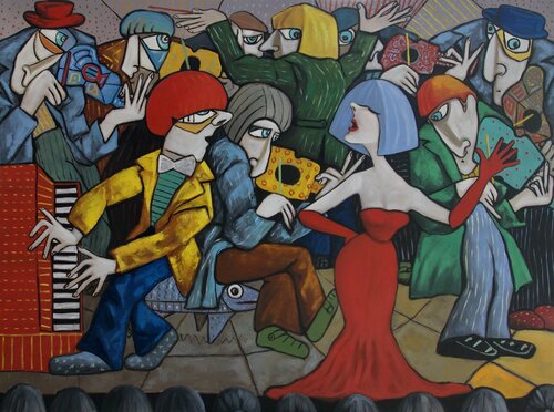 The Lady in Red van Ta Byrne, Schilderij te koop op Singulart
