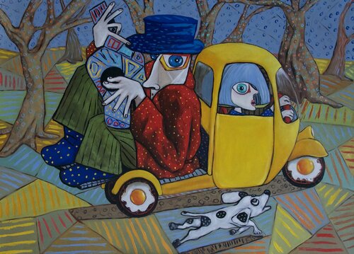 Princess in a Tuk Tuk van Ta Byrne, Schilderij te koop op Singulart