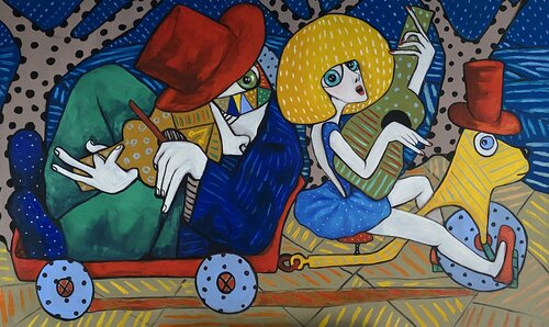 Princess playing the guitar van Ta Byrne, Schilderij te koop op Singulart