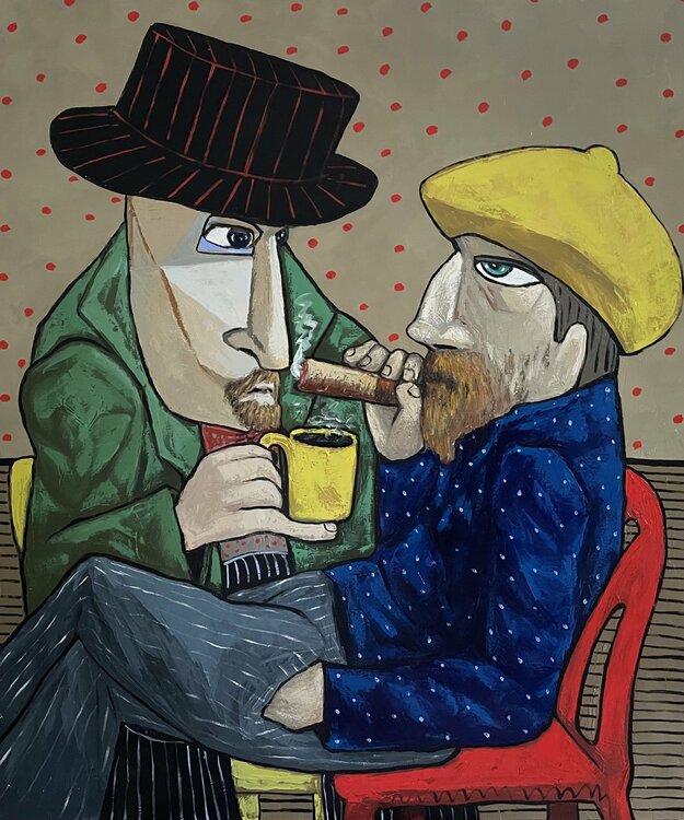 Conspirators hatching a plot. Ta Byrne
