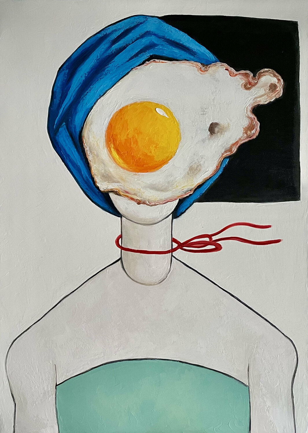 Egg girl on a very windy day Ta Byrne