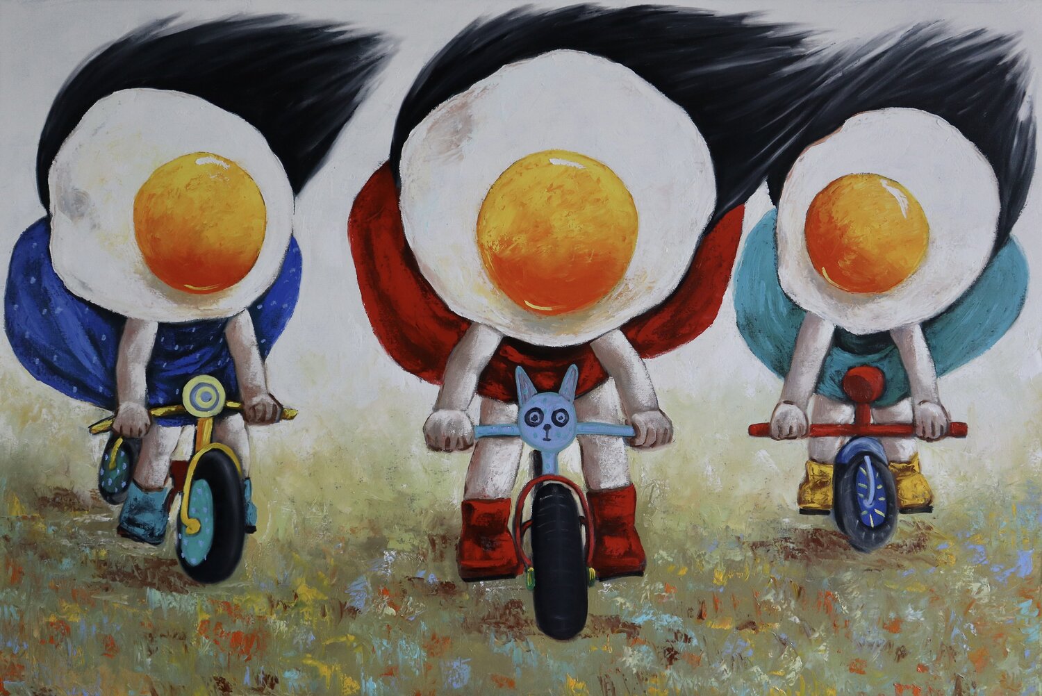 Egg girls racing their bikes Ta Byrne