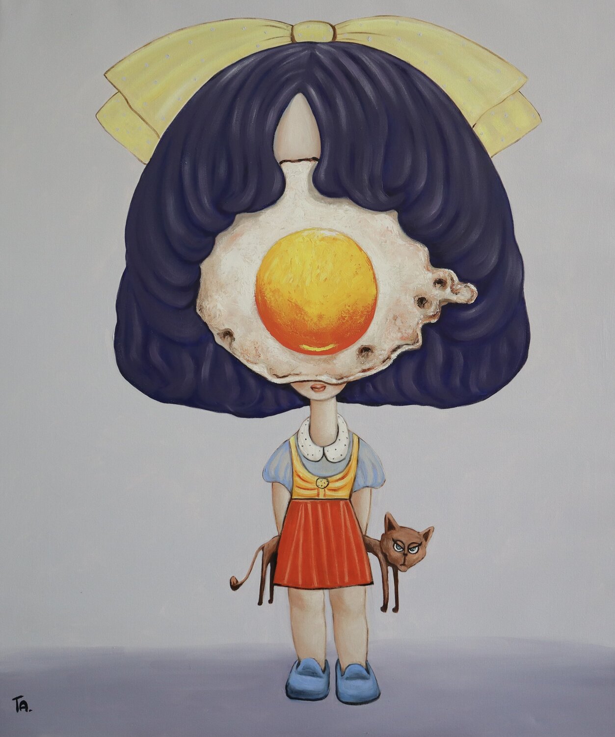 Egg girl with her brown cat Ta Byrne