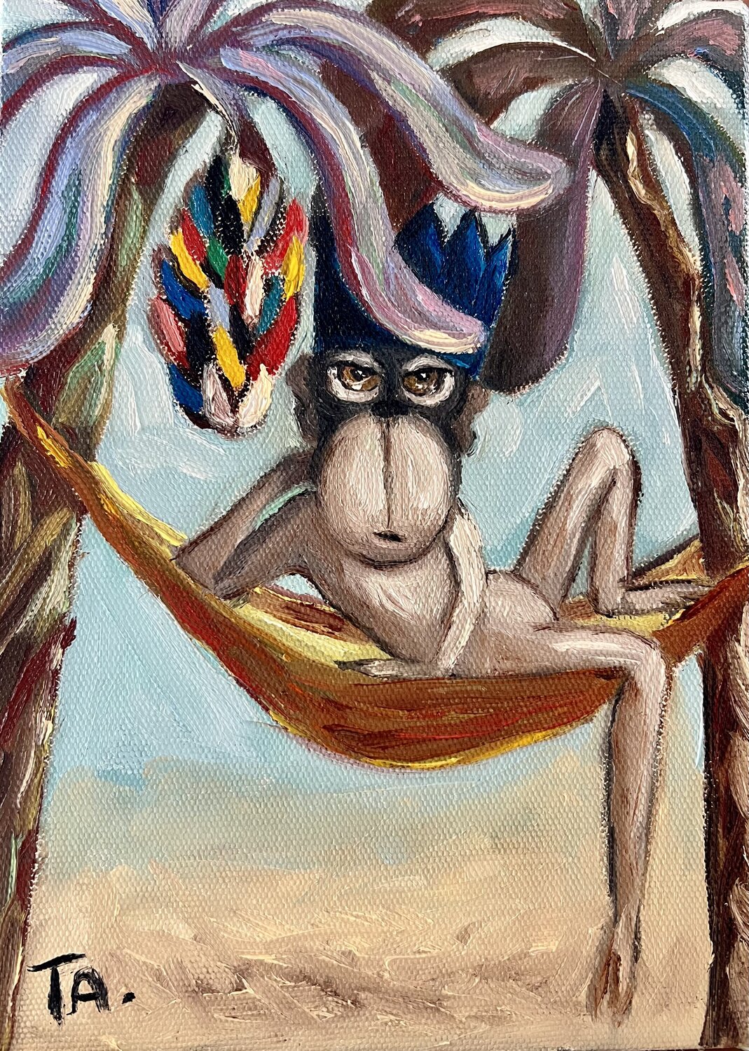 Babu, the King of the baboons Ta Byrne Dipinto originale in vendita