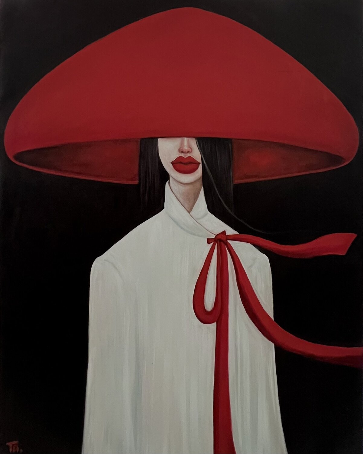 Girl in a red hat Ta Byrne Peinture originale à vendre