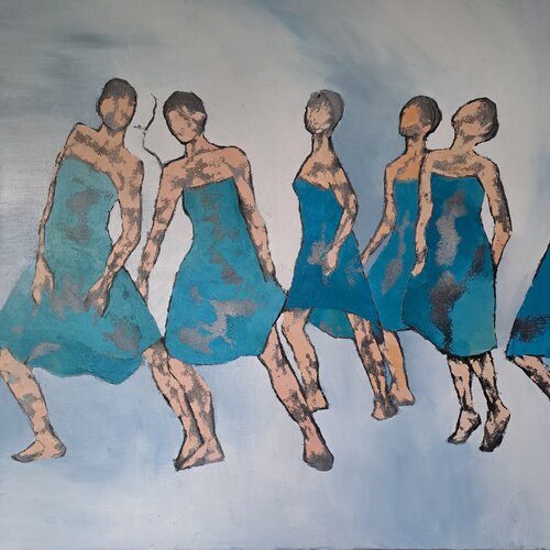 Le cortège bleu by Corinne Malfreyt, Painting for Sale on Singulart