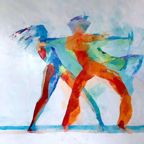 Duo en couleurs von Corinne Malfreyt, Malerei kaufen auf Singulart