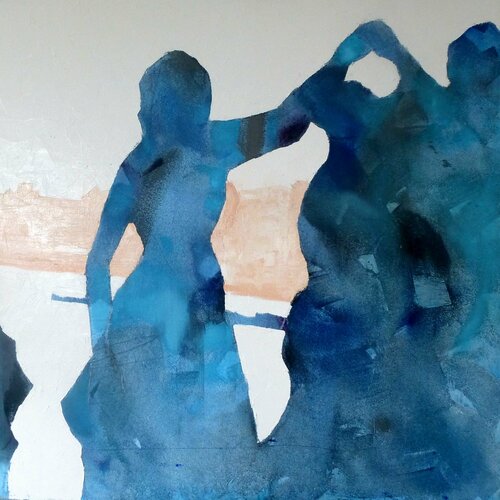 On y danse, bleu. di Corinne Malfreyt, Pittura in vendita su Singulart