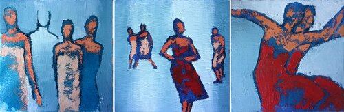 Triptyque "Ensemble, seule, joies" by Corinne Malfreyt, Painting for Sale on Singulart