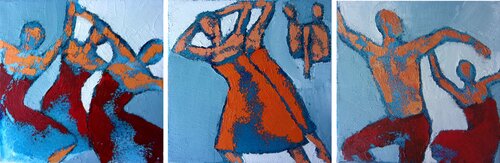 Triptyque "Trio, oranges, extases" by Corinne Malfreyt, Painting for Sale on Singulart