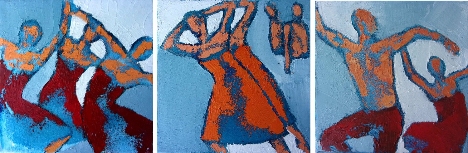 Triptyque "Trio, oranges, extases" Corinne Malfreyt