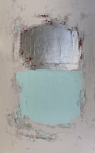 Silver and Arctic Blue Blocks van Susan Handau, Schilderij te koop op Singulart