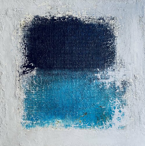 Black and Blue Grid Blocks van Susan Handau, Schilderij te koop op Singulart