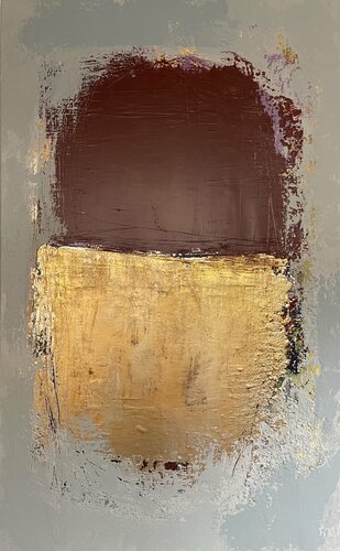 Blood Red and Gold Blocks van Susan Handau, Schilderij te koop op Singulart