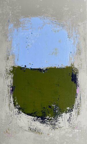 Pale Blue and Olive Blocks van Susan Handau, Schilderij te koop op Singulart