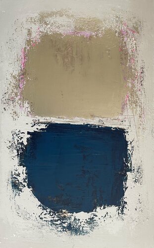 Pale Gold and Emerald Blocks van Susan Handau, Schilderij te koop op Singulart