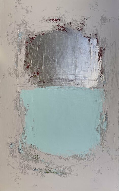 Silver and Arctic Blue Blocks Susan Handau