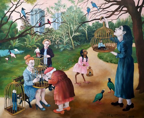 La balade des encagés par Mr & Mme Gorgô, Peinture en vente sur Singulart