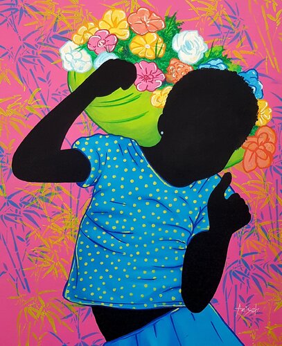Take ya own flower #7 van Aziseh Emmanuel, Schilderij te koop op Singulart