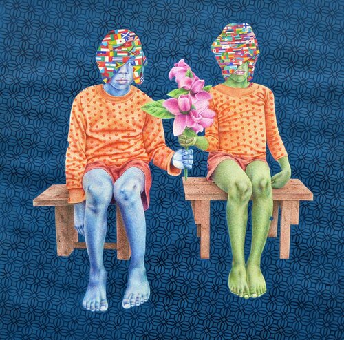 Together we stand van Aziseh Emmanuel, Werk op papier te koop op Singulart