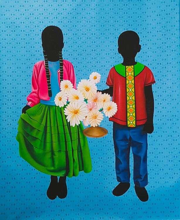 Boy and girl with flowers Aziseh Emmanuel