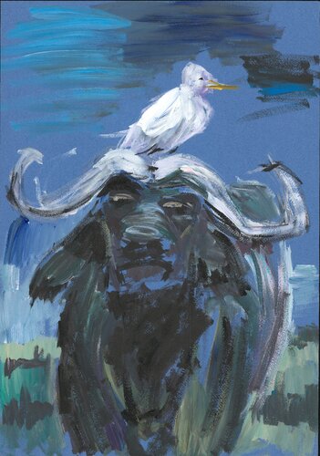 Bull and Bird by Nadiya Pankova, Work on Paper for Sale on Singulart