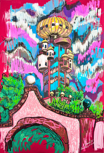 Hundertwasser Turm, Abensberg van Nadiya Pankova, Werk op papier te koop op Singulart