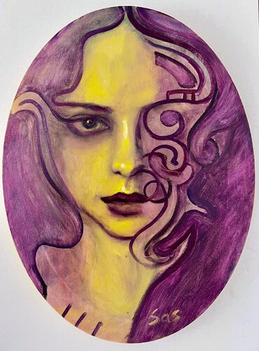 Yellow and purple van Liubou Sas, Schilderij te koop op Singulart