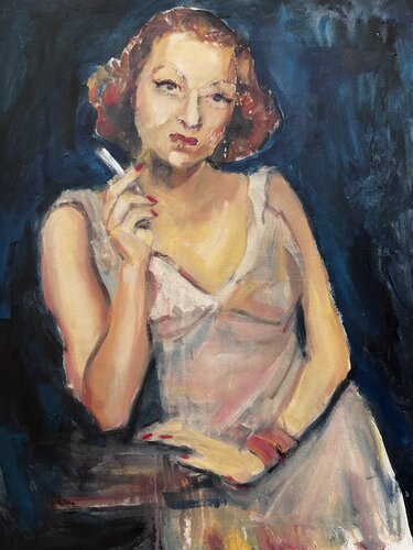 Woman with cigarette by Liubou Sas, Painting for Sale on Singulart