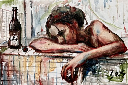 Romantic evening alone di Liubou Sas, Pittura in vendita su Singulart
