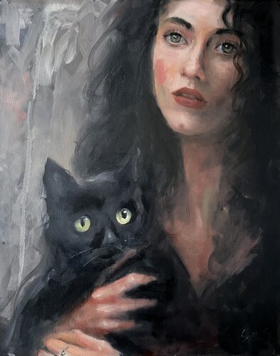 Green eyes di Liubou Sas, Pittura in vendita su Singulart