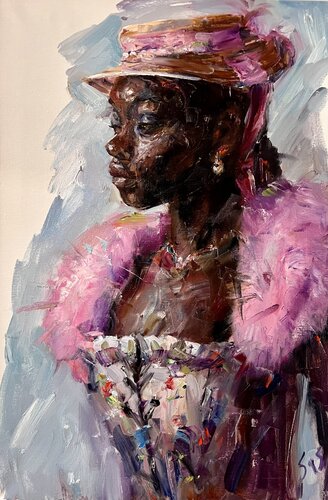 Lady in pink di Liubou Sas, Pittura in vendita su Singulart