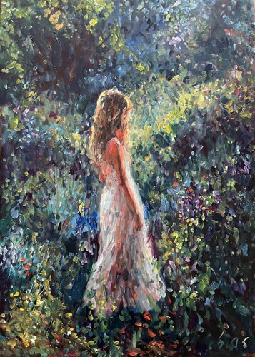 In the summer garden di Liubou Sas, Pittura in vendita su Singulart