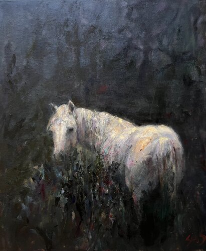 White horse par Liubou Sas, Peinture en vente sur Singulart