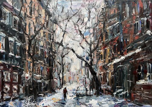 winter in the city di Liubou Sas, Pittura in vendita su Singulart