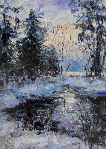 Winter river de Liubou Sas, Pintura a la venta en Singulart