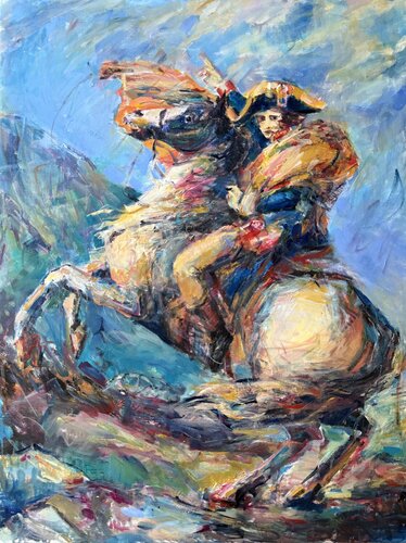 Napoleon on horseback. Impression di Liubou Sas, Pittura in vendita su Singulart